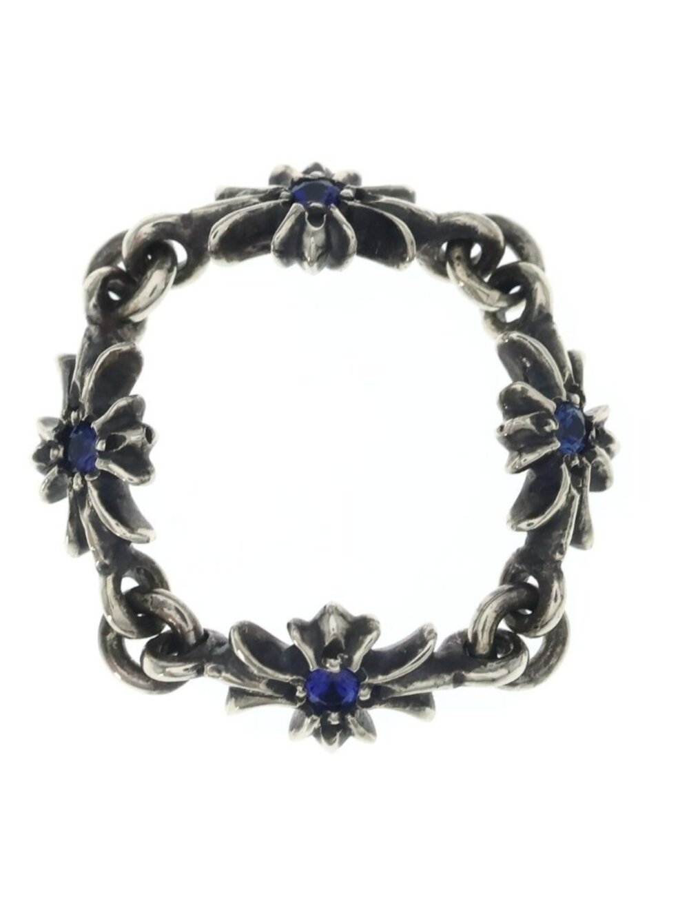 Chrome Hearts Tny CH Pls Sap Tiny Ech Plus Sapphire Ring Silver